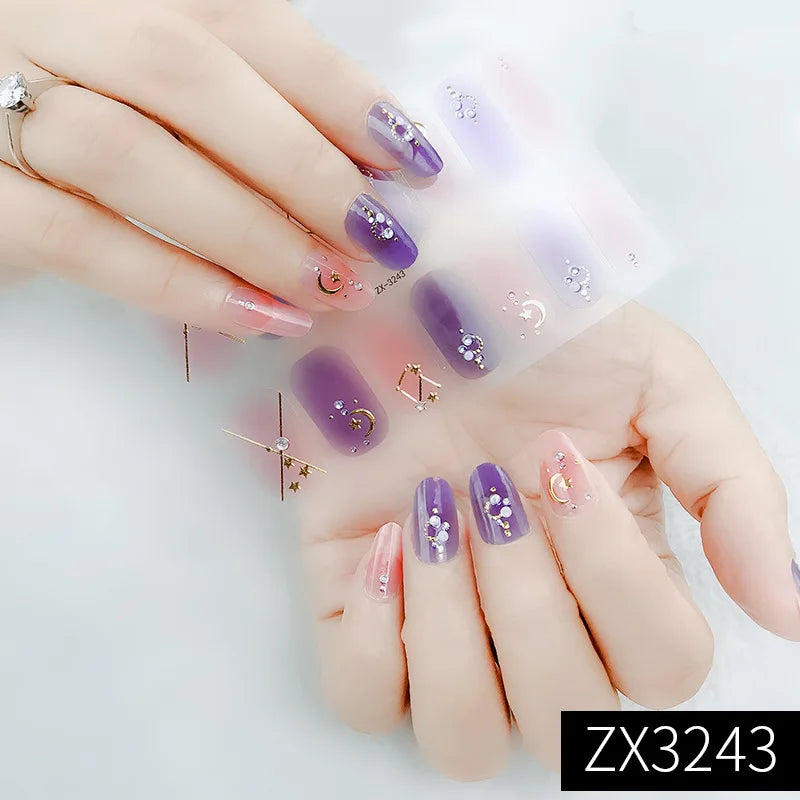 3D Waterproof Nail Art Stickers Self-Adhesive Fashion Colorful Manicure Decal UV LED Lamp Need Gel Nail Decals Nail Decoration