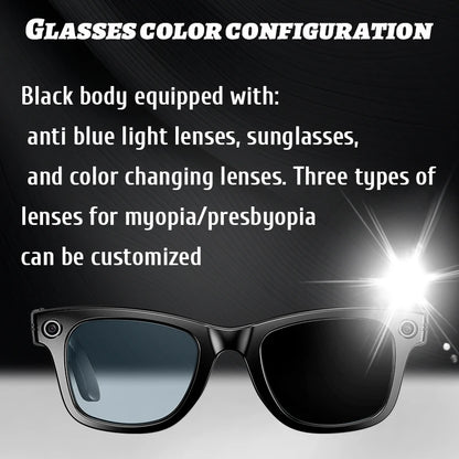 New AI Glasses HD Anti-shake Camera Video Recording Smart Glasses Voice Call Wireless Bluetooth Call Translation Sunglasses