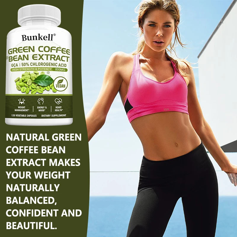 Green Coffee Bean Extract Capsules, Antioxidant, Support Metabolism & Daily Energy, Digestive & Cardiovascular Wellness