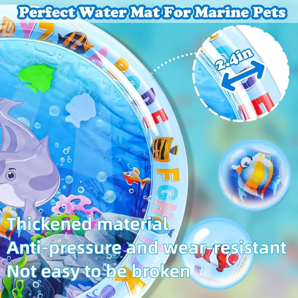 1pc Interactive Fun Design Cat Play Mat with Floating Fish Design Splash-Proof PVC for Indoor Cats