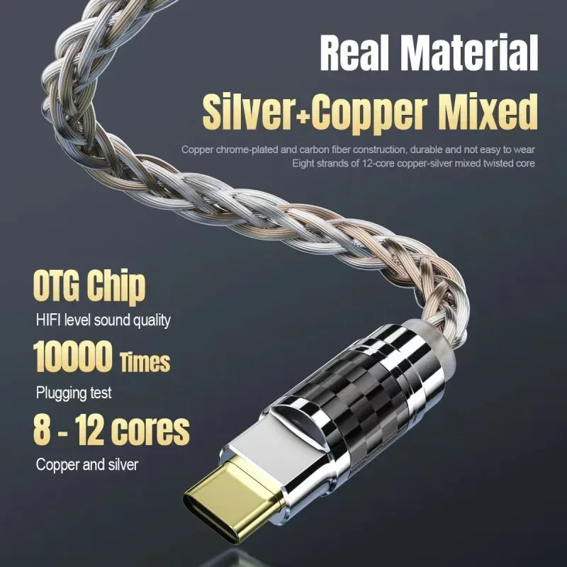 Hifi OTG Audio Converter Type C Micro USB Headphone Adapter 4N Pure Silver Wire Amplifier Sound Card USB C Data Cable Converters