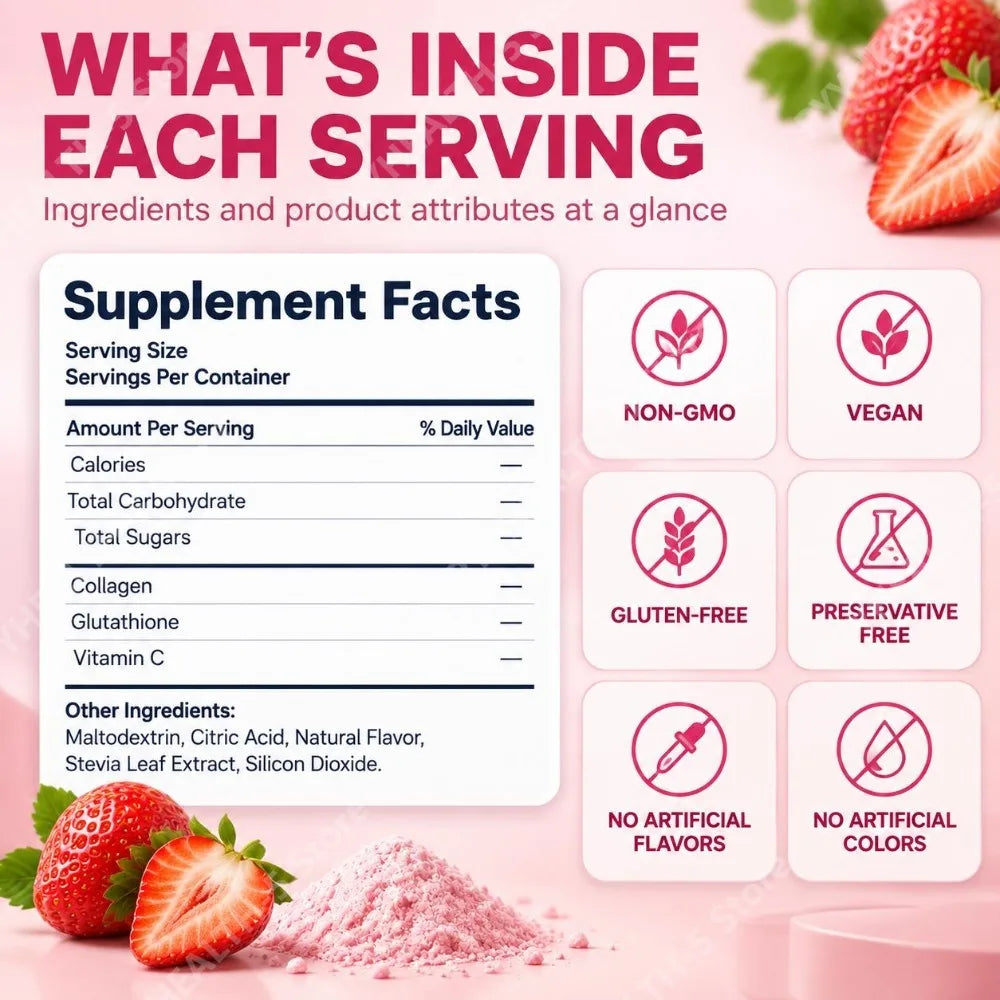 Beauty Milk Collagen Powder with Glutathione Hydrolyzed Marine Collagen Vitamin C Support Antioxidant and Skin Glow Net 180g Jar