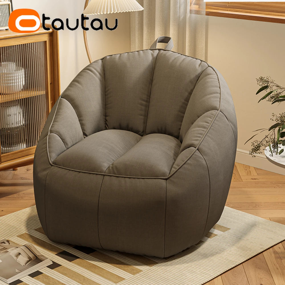 OTAUTAU Cotton Linen Bean Bag Chair with Filling Corner Beanbag Pouf with Ottoman Adults Kids Floor Sofa Nest Couch SF153