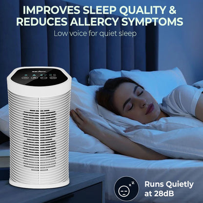 Sejoy 25W HEPA Air Purifiers For Bedroom 200 sq.ft Portable Air Cleaner For Smoke Pollen Hair Smell Air Purifier with Sleep Mode