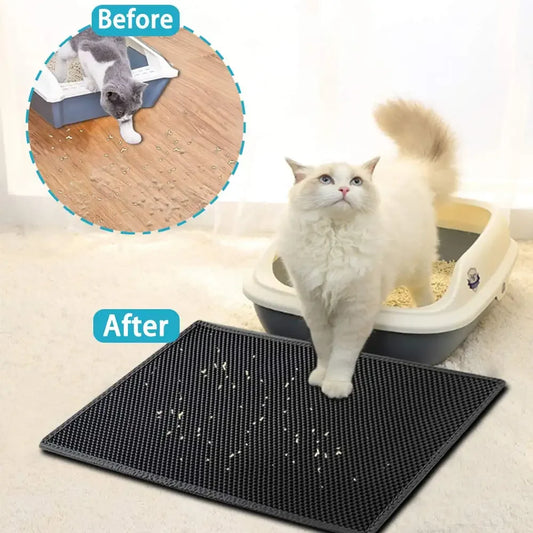 Cat Litter Mat With Gift Double Layer Waterproof Pet Litter Box Mat Non-slip Sand Cat Pad Washable Bed Mat Clean Pad Products - Merit Sell