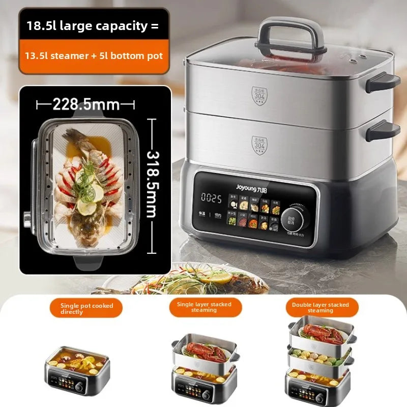 Electric Steamer Multi-Functional Household Three-Layer 304 Stainless Steel Steaming and Cooking Integrated Pot