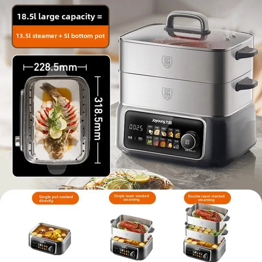Electric Steamer Multi-Functional Household Three-Layer 304 Stainless Steel Steaming and Cooking Integrated Pot