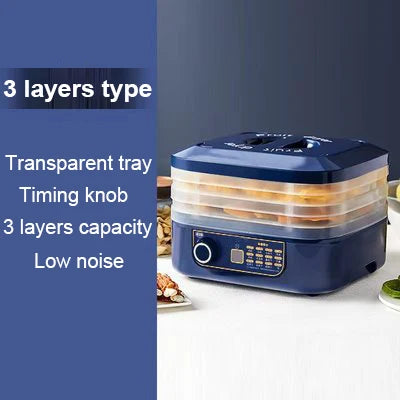 DMWD Food Dehydrator 5 Trays Dried Fruit Vegetable Herb Meat Drying Machine Electric Yogurt Maker Pet Snacks Air Dryer Oven EU