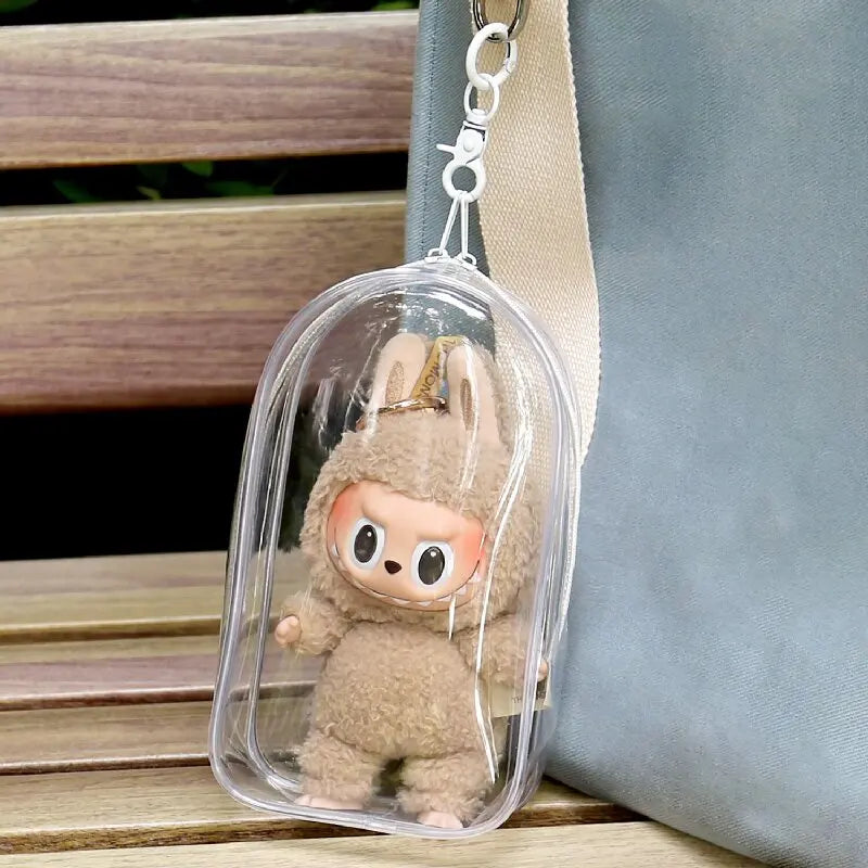 Ropa Labubu Transparent Protector Case Display Bag For 15/17cm Labubu V2 Storage Bag Doll Outfit Accessories【Only Case】