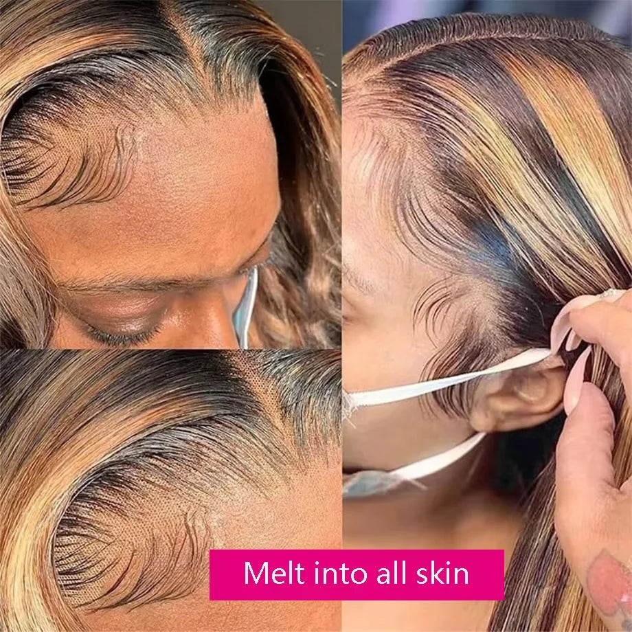 40 44 Inch Highlight Ombre Straight Wig P4/27 Honey Blonde 360 Full Hd Lace Front Colored Human Hair Wigs 13x6 Lace Frontal Wig
