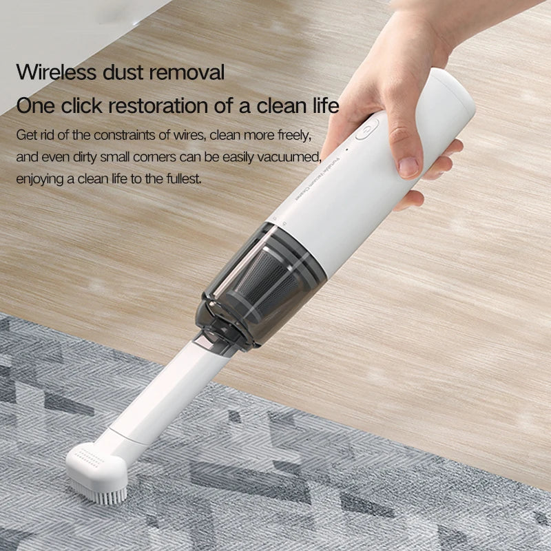 Vacuum Cleaner Car Home Portable Handheld  Vacuum Cleaner Wireless Charging Metal Filter Element Mini High Power With Brush Head