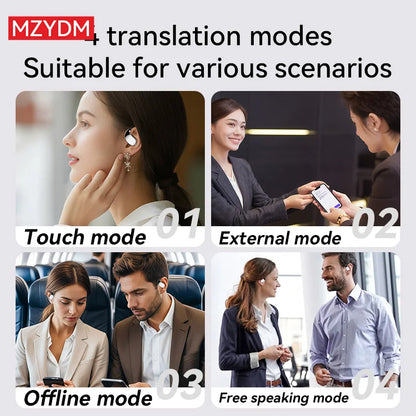 3-in-1 AI Translator Earbuds 144 Languages Noise Cancelling Bluetooth 5.4 Headset Instant Translator Smart Voice Real Time