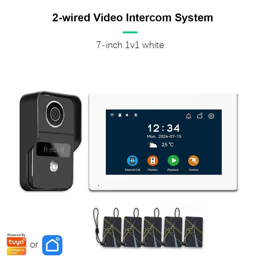 ANJIELO Smart Wifi 2-line intercom video Doorbell System 7/10-inch monitor 1080P doorbell camera Video doorbell Cartuya unlock