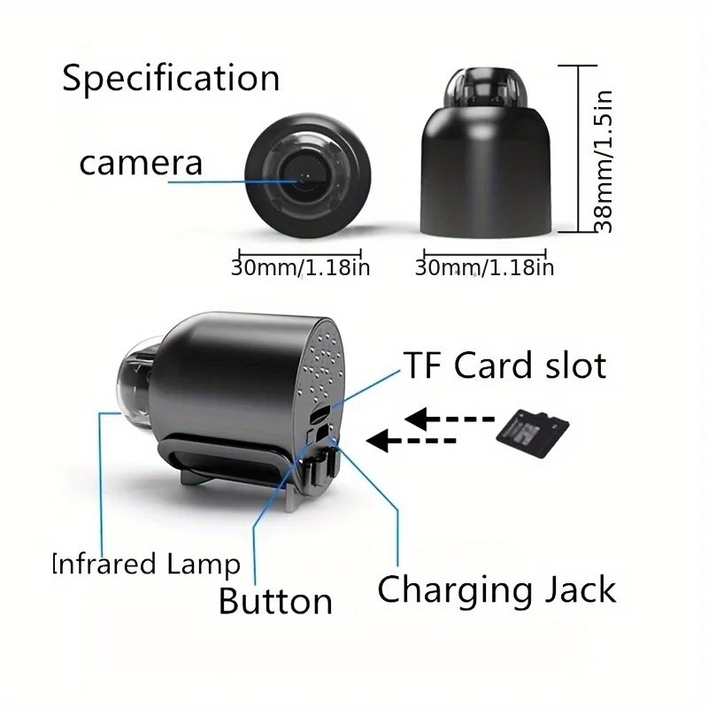 4 Pack Mini WiFi Security Camera, 1080P Wireless Small Surveillance Camera with IR Night Vision, Phone APP Remote View, USB Plug & Play Camera for Home, Rental, Travel & Office, Ideal Christmas & New Year Home Security Gift