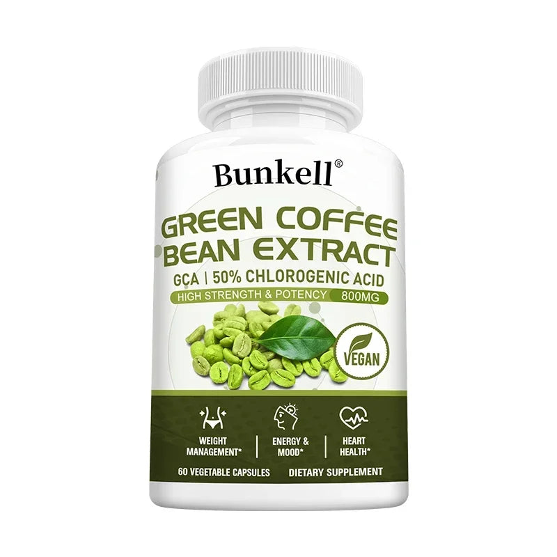 Green Coffee Bean Extract Capsules, Antioxidant, Support Metabolism & Daily Energy, Digestive & Cardiovascular Wellness