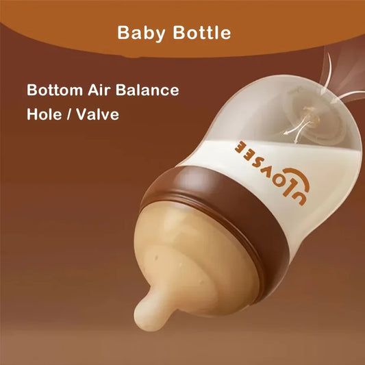 4oz,8oz High Borosilicate Glass Baby Bottles, Wide-Neck Feeding Bottle with Bottom Air Balance Hole/Valve, Glass Milk Bottle