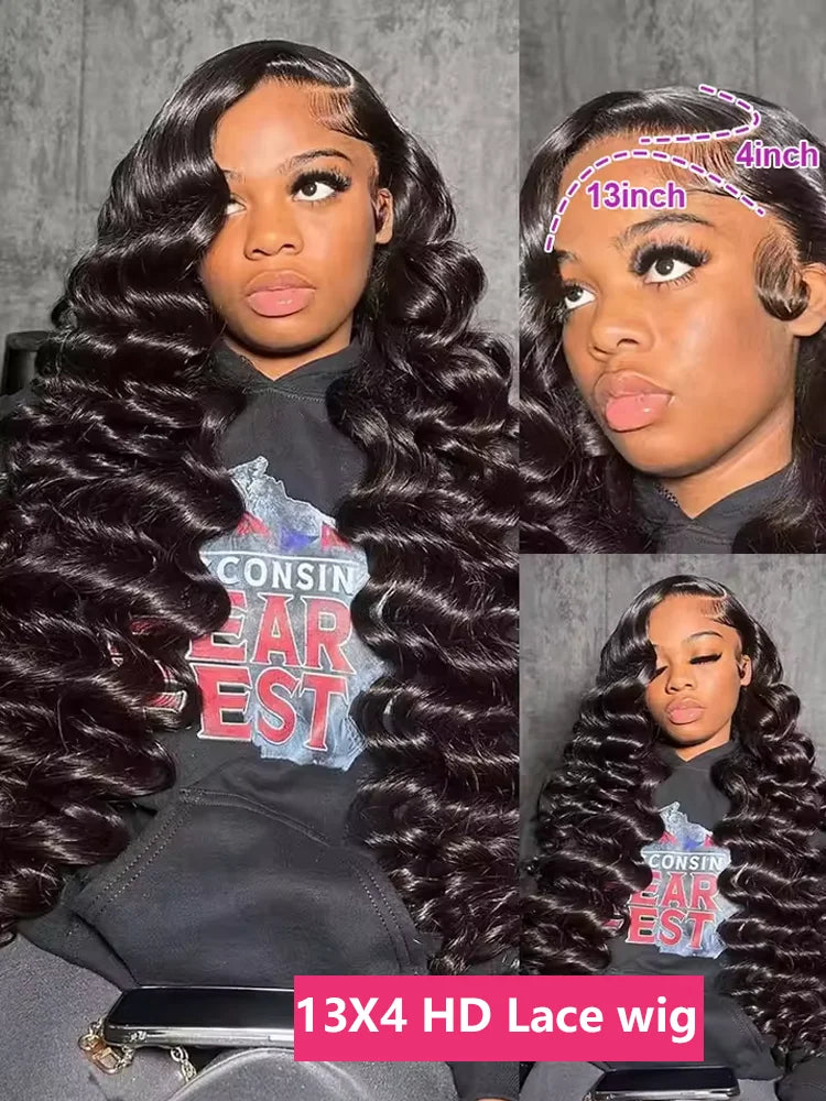 Loose Deep Wave 13x6 Hd Lace Front Human Hair Wig For Women Brazilian Curly Glueless Wigs On Clearance Sale 200 Density 40 inch