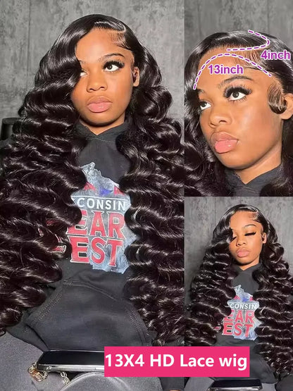 Loose Deep Wave 13x6 Hd Lace Front Human Hair Wig For Women Brazilian Curly Glueless Wigs On Clearance Sale 200 Density 40 inch