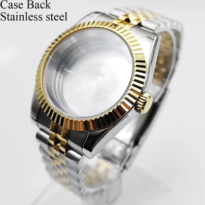 Gold 36mm 39mm Watch Case Stainless Steel Sapphire Glass For NH35 NH36 ETA2824 2836 Miyota8215 8205 821A PT5000 ST2130 Movement