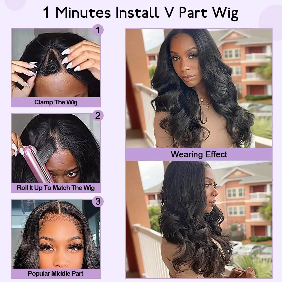 Upgrade 3 IN 1 V Part Human Hair Wigs Glueless Wigs Human Hair With Drawstring Ready to Wear Body Wave V Part Remy Hair Wigs