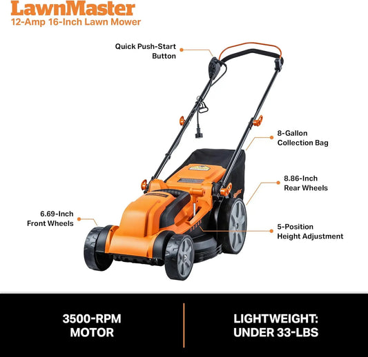 MEB1216K Electric Lawn Mower 16-Inch 12AMP