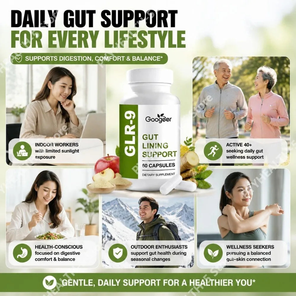 Googeer Gut Lining Support Capsules with Apple Cider Vinegar Powder, Inulin Fiber, Enzyme Blend and Probiotics 60 Capsules