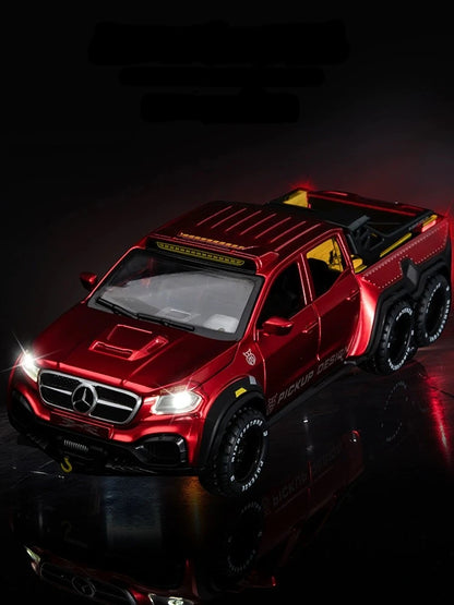 1/28 X-class 6X6 Tyre Pickup Metal Diecast Alloy Toy Cars Models Trucks For Boys Childrens Kids Off-road Vehicle Collection Gift