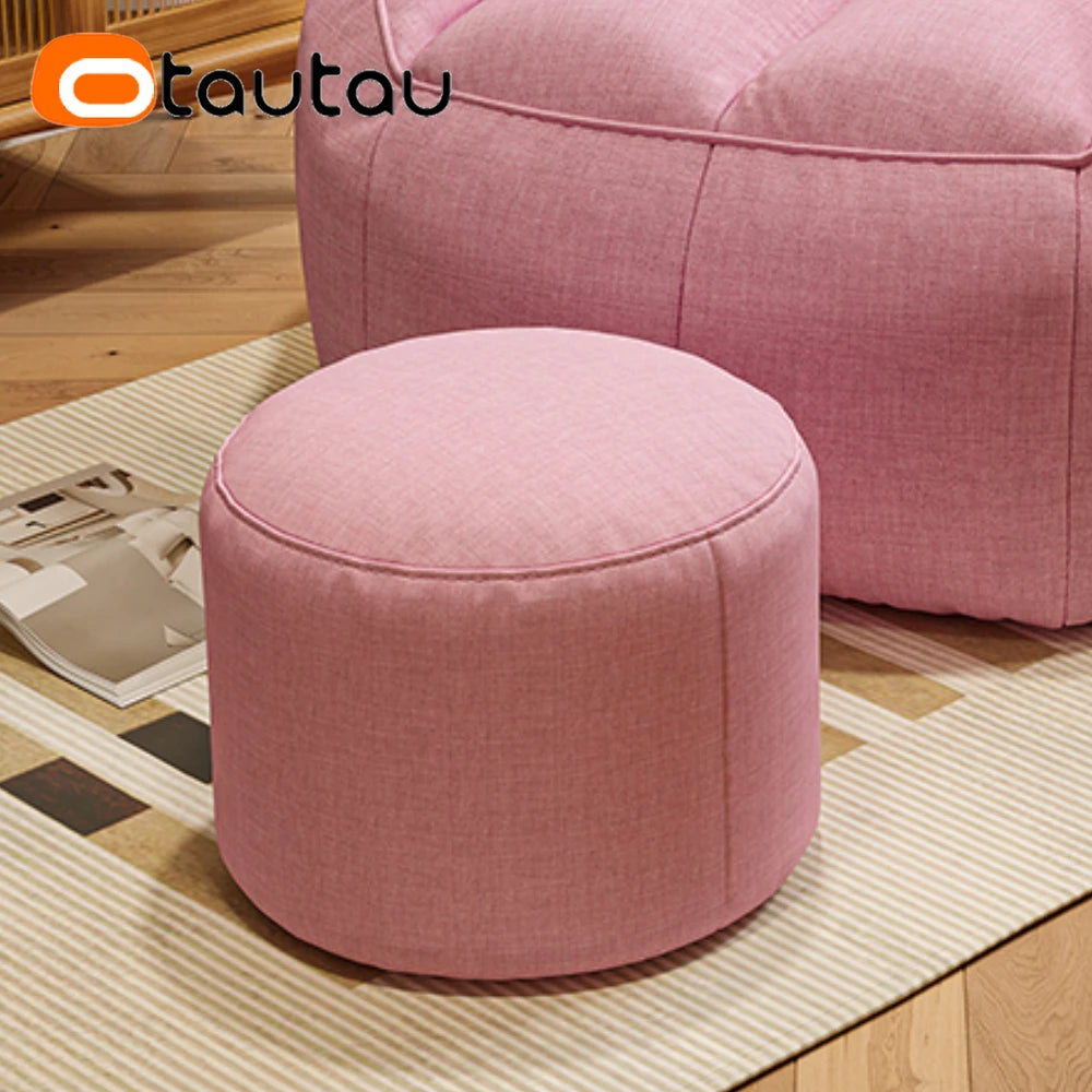 OTAUTAU Cotton Linen Bean Bag Chair with Filling Corner Beanbag Pouf with Ottoman Adults Kids Floor Sofa Nest Couch SF153