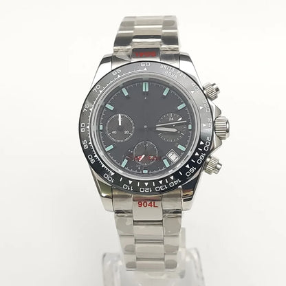20 Colors dress 39mm Quartz Chronograph Sapphire Crystal Stainless Luminous Men's Watch VK63 Movement Calendar Strap