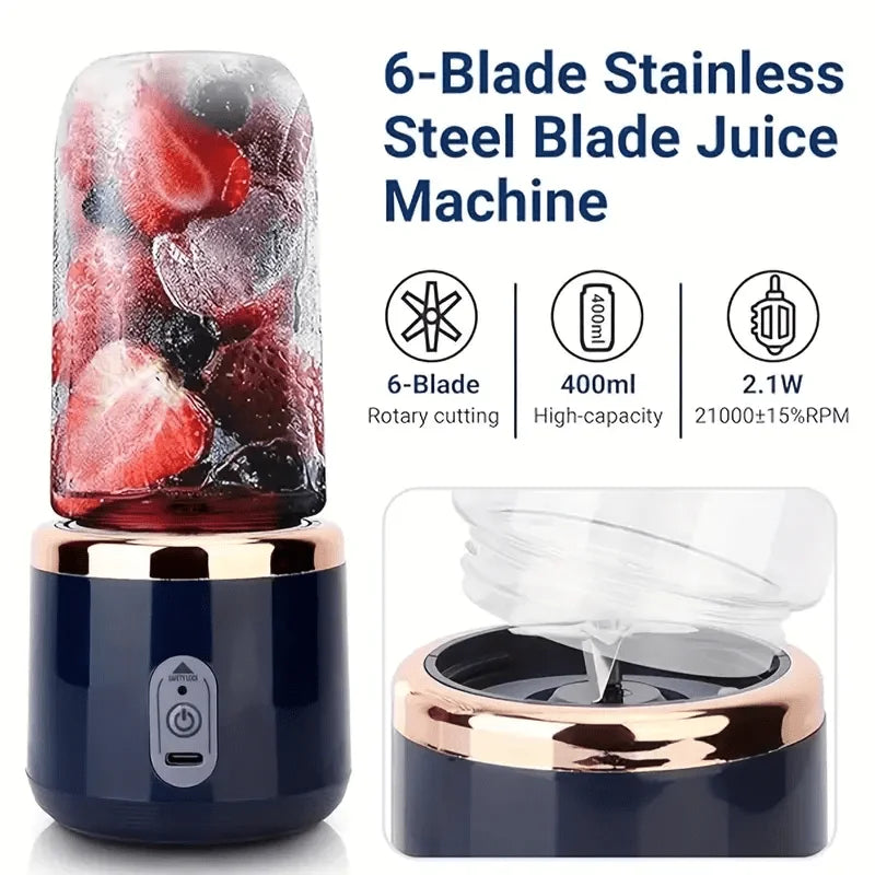 400ml Electric Juicer Double Cup Portable USB Fruit Blender Mixer for Juice Milkshake Smoothie Making Multifunction Juice Maker