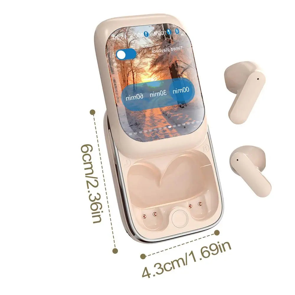 Smart LED Touch Screen Slider Wireless Blue tooth Headset Color Screen Display Noise Reduction Game Mode Switches