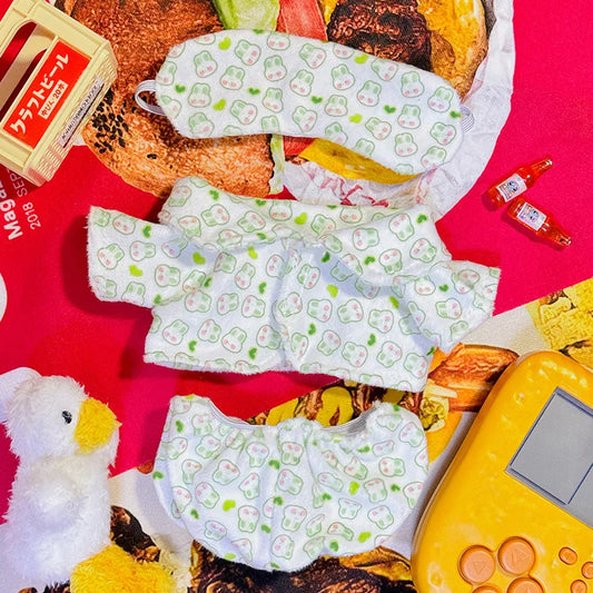 Doll Clothes Accessories for 17cm Labubu Dolls Baby Doll Lovely Pajamas With Eye Mask Stuffed Cotton Toy for Korea Star Kpop EXO