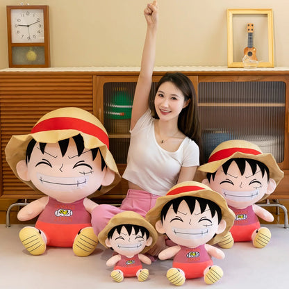 70cm Anime One Piece Monkey D Luffy Plush Toy Cartoon Cute Straw Hat Luffy Soft Stuffed Rag Doll Pillow Boys Girls Birthday Gift