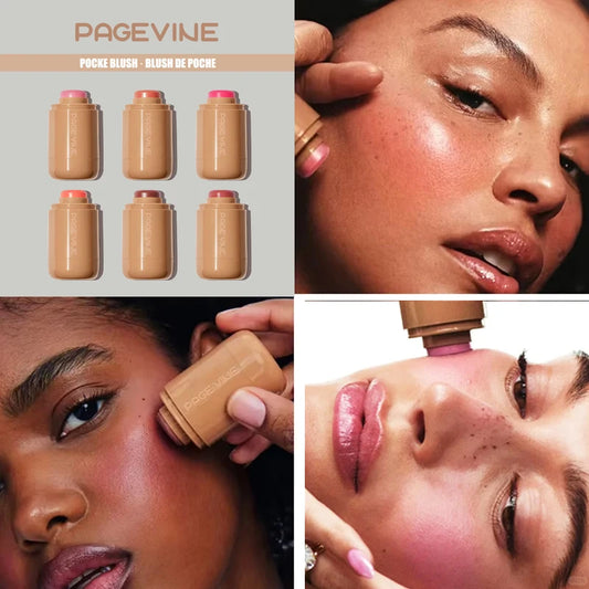New2025 Blush Stick Cream PAGE VINE Pocket Lip Cheek Pocket Rouge Highlights to Brighten Natural Hydrating Korea Pink Cosmetics