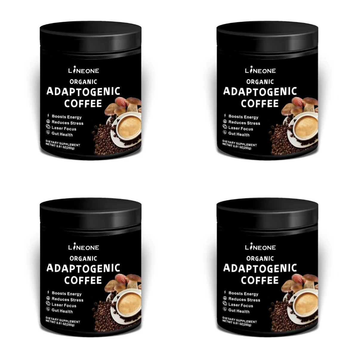 Organic Adaptogenic Coffee Powder with 10 Mushroom Blend Lion's Mane Reishi Supports Energy Focus Stress Balance Gut Health 250g