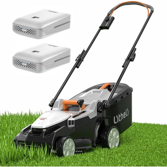 Litheli 16 Inch Lawn Mower 2x20V Electric Coreless Lawn Mower Lightweight Push Mower with 6-Position Height Adjustment, 2 X 4.0A