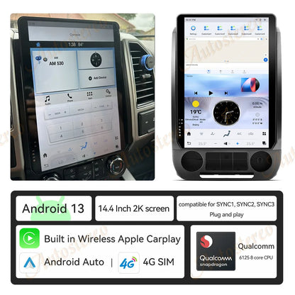 14.4 Inch Android 128G For Ford F150 F250 F350 2015-2021 Tesla Style Car GPS Navigation Multimedia Player Radio Tape Headunit HD