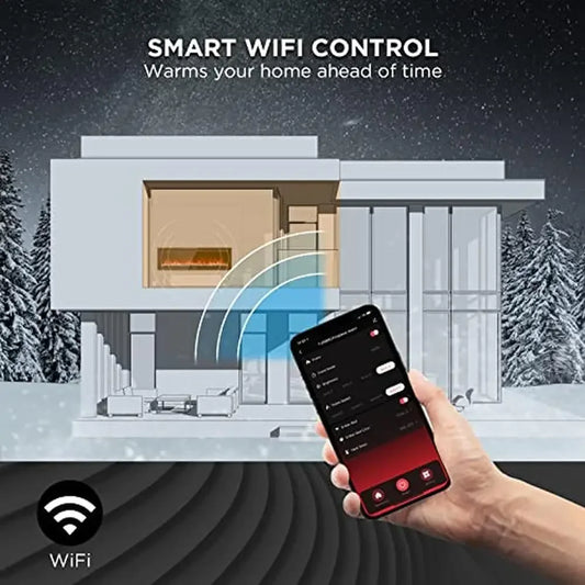 60" Smart WiFi Infrared Electric Fireplace with Realistic Flame & 1500W Quartz Heater Recessed or Wall Mounted Installation and