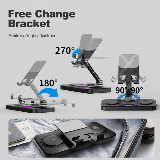 7 in 1 Wireless Charger Station Multiple Devices For iPhone iPad AirPods and Apple Watch-iPhone Fast Charge Night Lamp Clock - Merit Sell