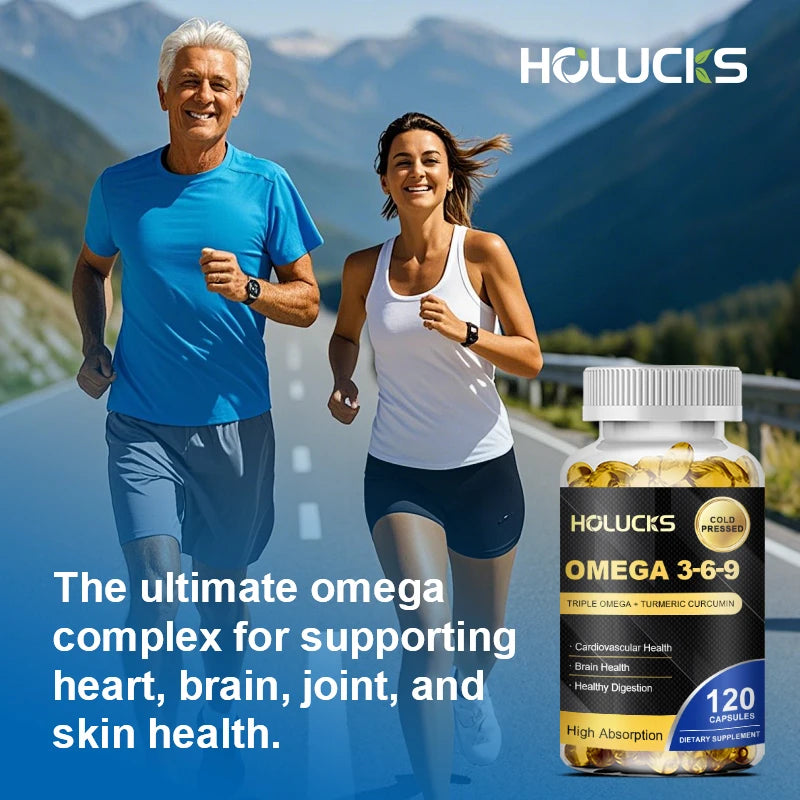 Omega 3 6 9 Fish Oil Capsules, High EPA DHA Formula,  Maintain Cardiovascular Health, Support Brain Memory Joint Care, for Adult