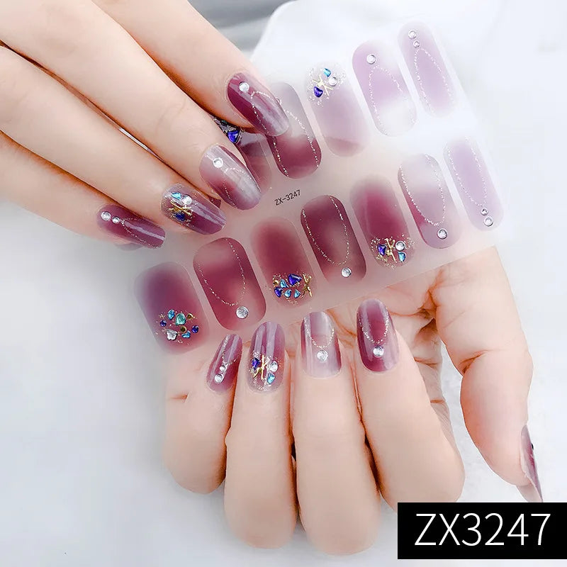 3D Waterproof Nail Art Stickers Self-Adhesive Fashion Colorful Manicure Decal UV LED Lamp Need Gel Nail Decals Nail Decoration