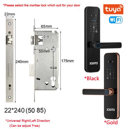 XSDTS Electronic Smart Door Lock Tuya Wifi Digital Biometric Camera Fingerprint Smart Card Password Key Unlock
