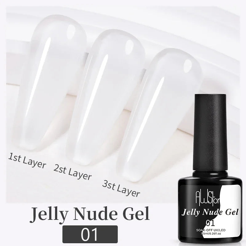 AWStorG 15ML Fiber Builder Nail Gel In A Bottle UV Semi Permanent Clear Pink Nail Strengthener Extension Construction Gel
