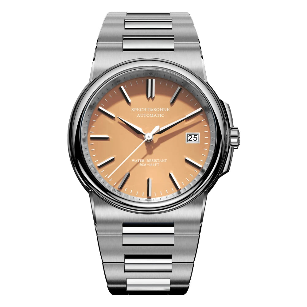 New Specht&Sohne Salmon Men's Automatic Watch 38MM Stainless Steel Japanese NH35 Mechanical Watch 50M Waterproof