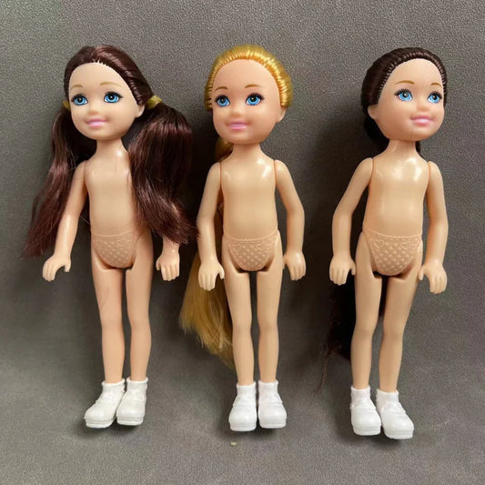 15cm BJD Dolls Shoes Multiple Movable Joints 1/12 3D Simulated Eye Dark Skin Hinge Doll Girl's DIY Dress Up Birthday Gifts Toys