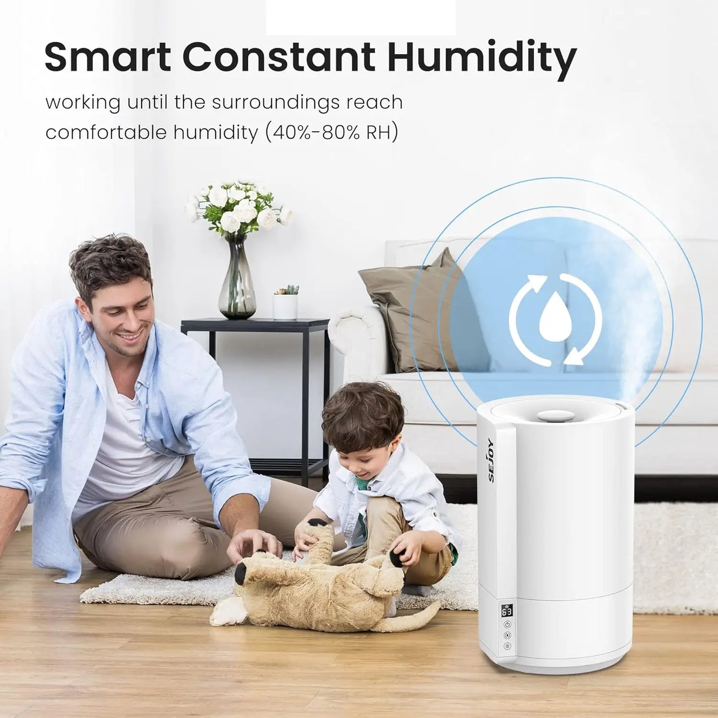 SEJOY Humidifiers for Bedroom Large Room Ultrasonic Air Humidifier for Baby Plant 4L Top Fill Smart Constant Humidity - Merit Sell