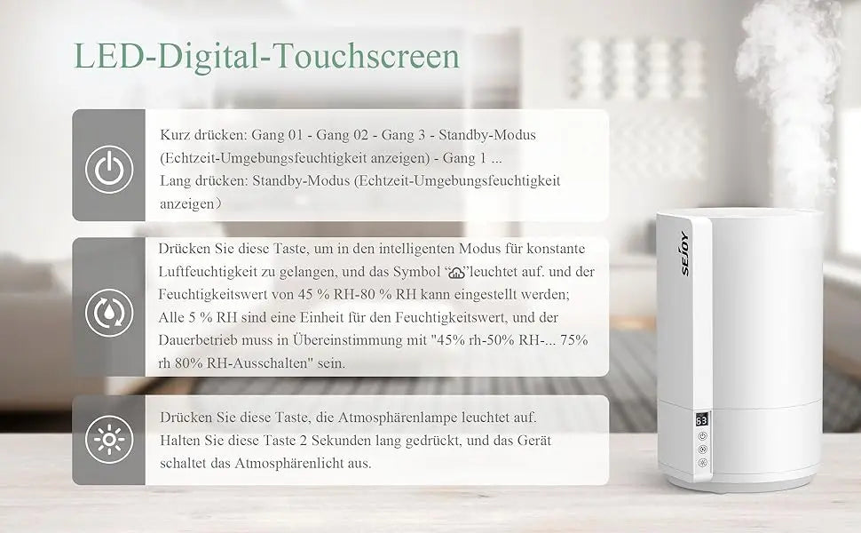 SEJOY Humidifiers for Bedroom Large Room Ultrasonic Air Humidifier for Baby Plant 4L Top Fill Smart Constant Humidity - Merit Sell