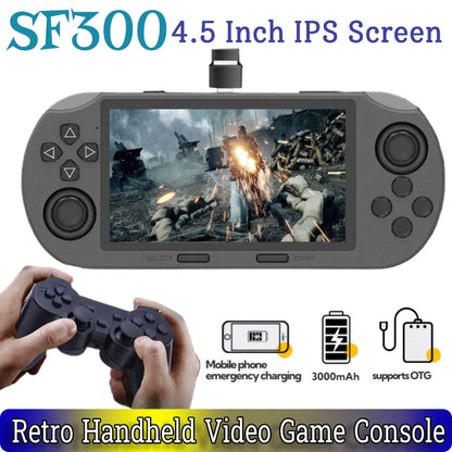 SF300 Handheld Game Console 4.5 Inch IPS Screen Retro Gaming Console USB Rechargeable Retro Handheld Video Game Console - Merit Sell