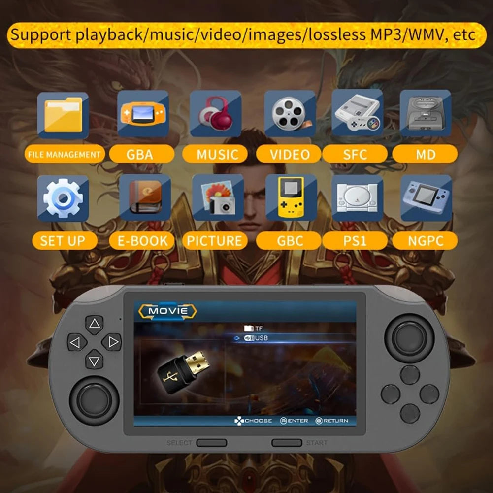 SF300 Handheld Game Console 4.5 Inch IPS Screen Retro Gaming Console USB Rechargeable Retro Handheld Video Game Console - Merit Sell