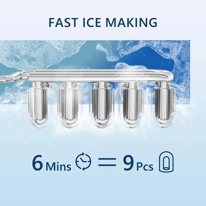 SIMZLIFE Ice Maker Countertop , 26.5 lbs/24H, 9 Cubes in 6 Mins,Self-Cleaning, Portable Ice Maker with Handle for Home,Red - Merit Sell